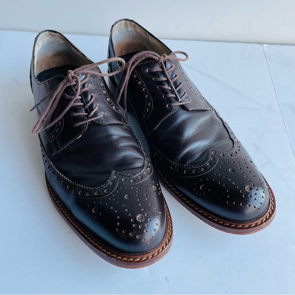 Beckett Simonon Men 12 D Brown Kent Wingtip Brogue Oxford Dress Shoes Longwing